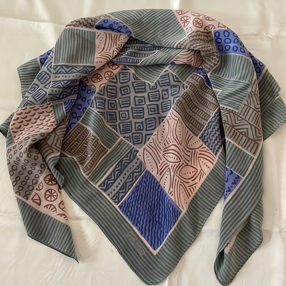 Talbots Multicolor Geometric Design Square Scarf